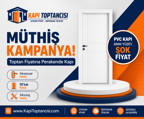 Camlı Beyaz PVC Oda Kapısı
